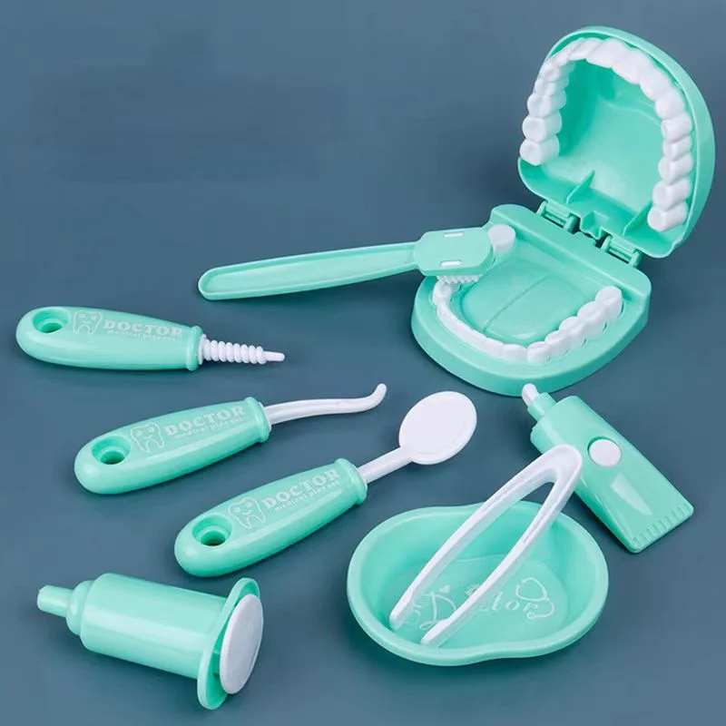 Kit da gioco educativo per dentista in età prescolare con modello di denti Divertente gioco di finzione Kit da dottore per bambini Set da gioco di finzione dentale da 9 pezzi