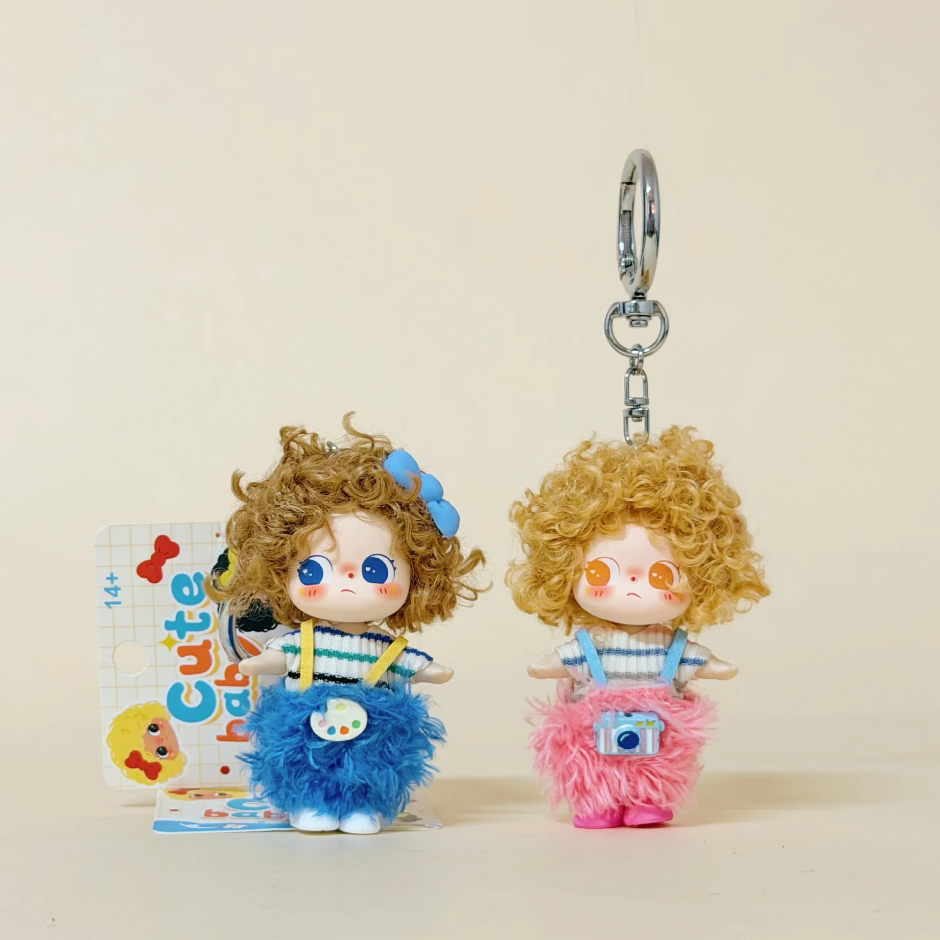Curly Sweet Pie Drag Girl Explosion Head Keyring Camera Sketch Milk Tea Sister Doll Pendant Keychain Bag Hanging Key Decoration