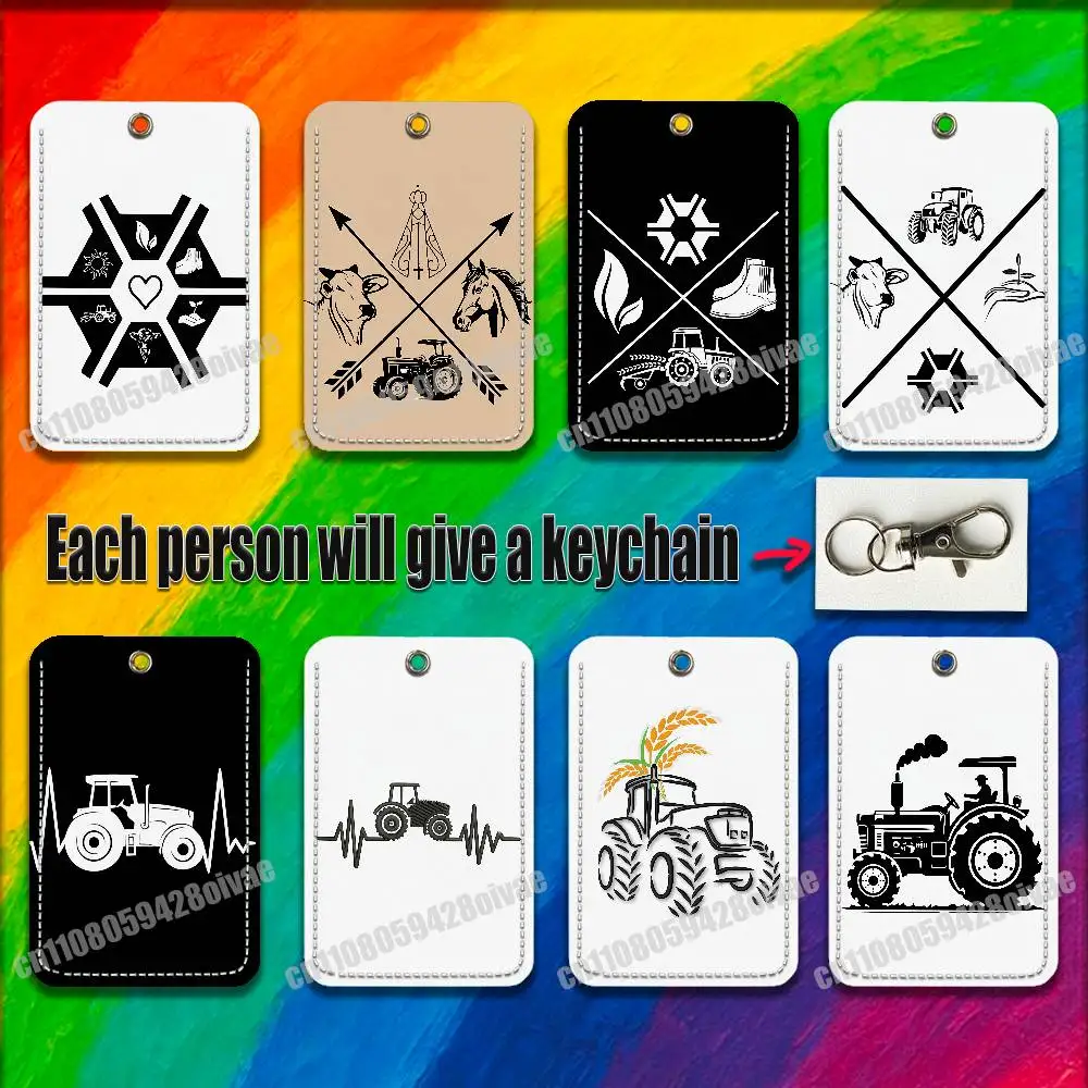 

Farm Vehicle Tractor Agriculture Truck For ID Clips Credit Bank Access Water Card Holder Cover Decoration Bag Key Keychain