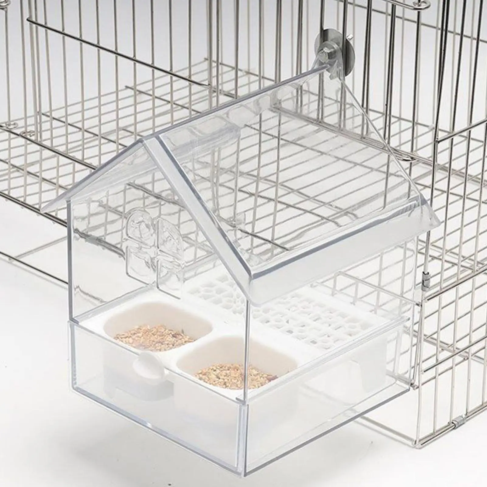 Transparenter Vogelfutterspender und Badewanne – 2-in-1 hängende Gartendekoration für Finken und Kolibri, die auf der Terrasse beobachtet