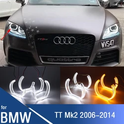 Horseshoe Shape DTM M4 Style White + Yellow Crystal Angel Eyes rings Kit for AUDI TT Mk2 2006-2014 Car Accessories