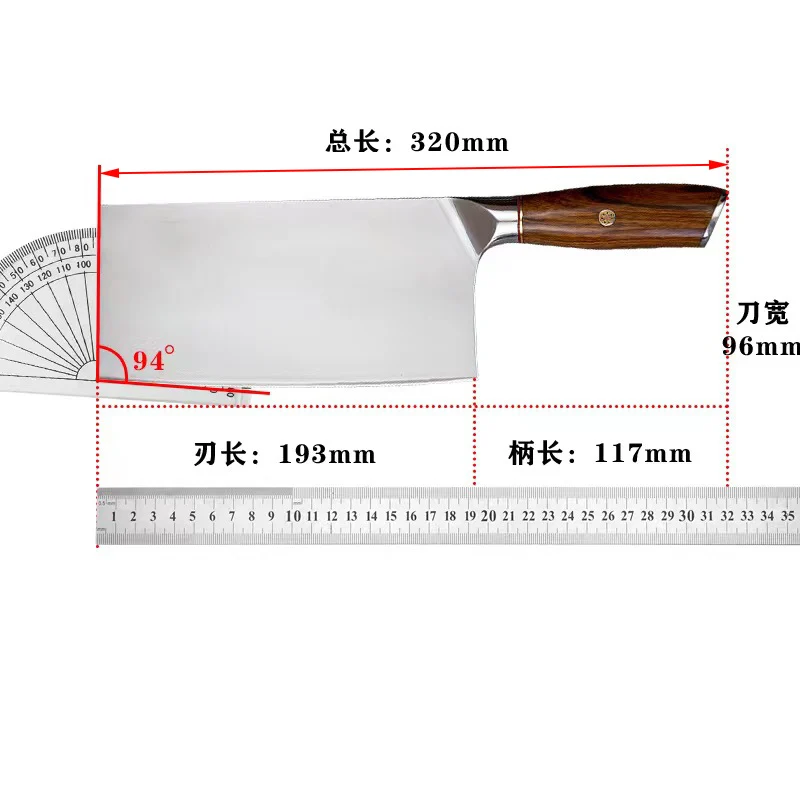 Chopper Knife M390 Core 3 Layers Clad Steel Blade Sharp Chef Cleaver Slicing Kitchen Knives Meat And Poultry Tools Wood Handle