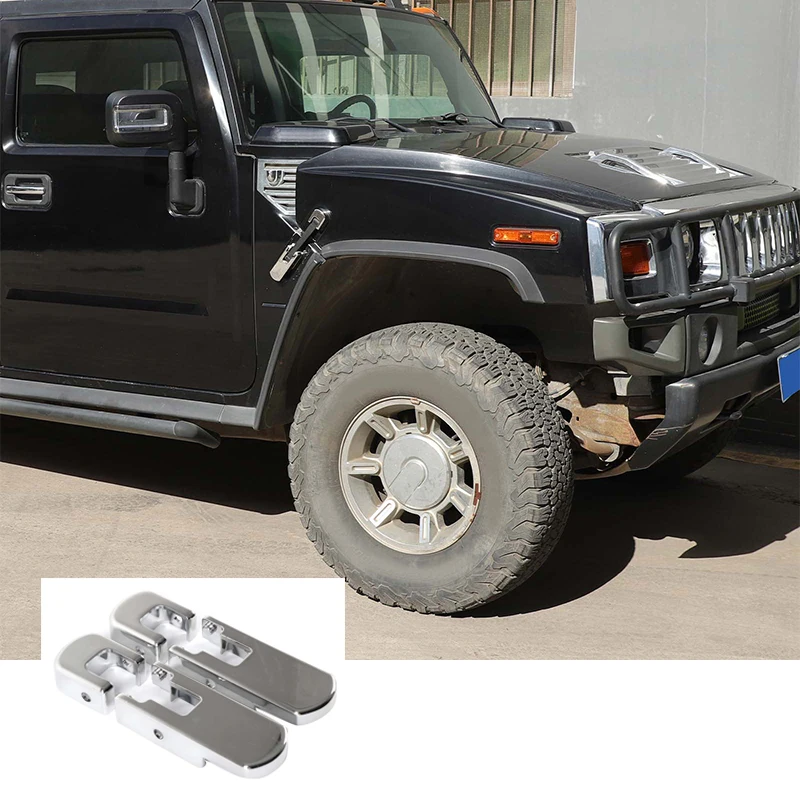 ل هامر H2 2003-2009 غطاء محرك السيارة مفصلات الجانب الأيسر والأيمن ملحقات خارجية قفل غطاء مزخرف بديل سبائك الألومنيوم #1