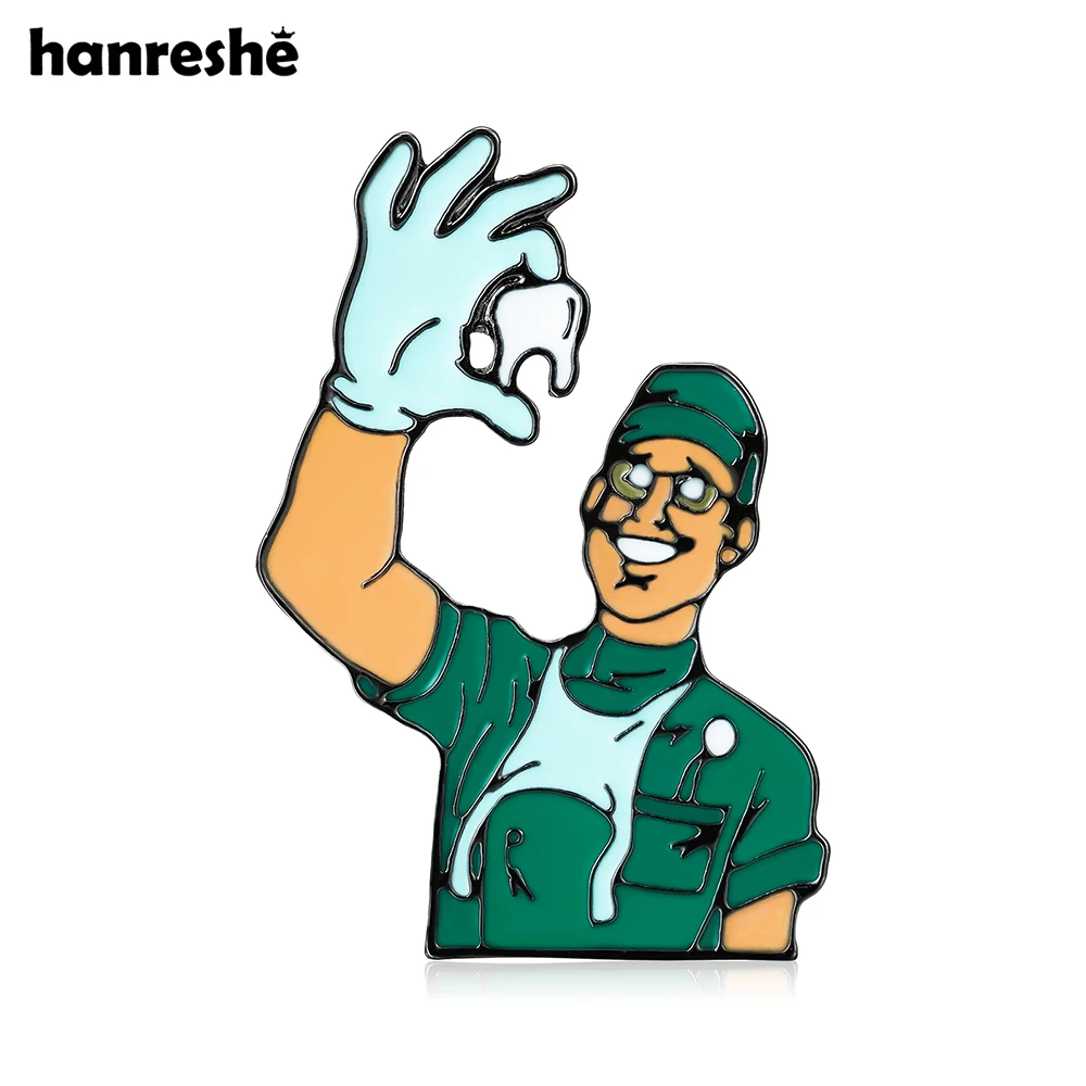 Hanreshe Cartoon Dentist Enamel Brooch Pin Medical Dental Jewelry Backpack Lapel Badge for Tooth Doctor Nurse Gifts