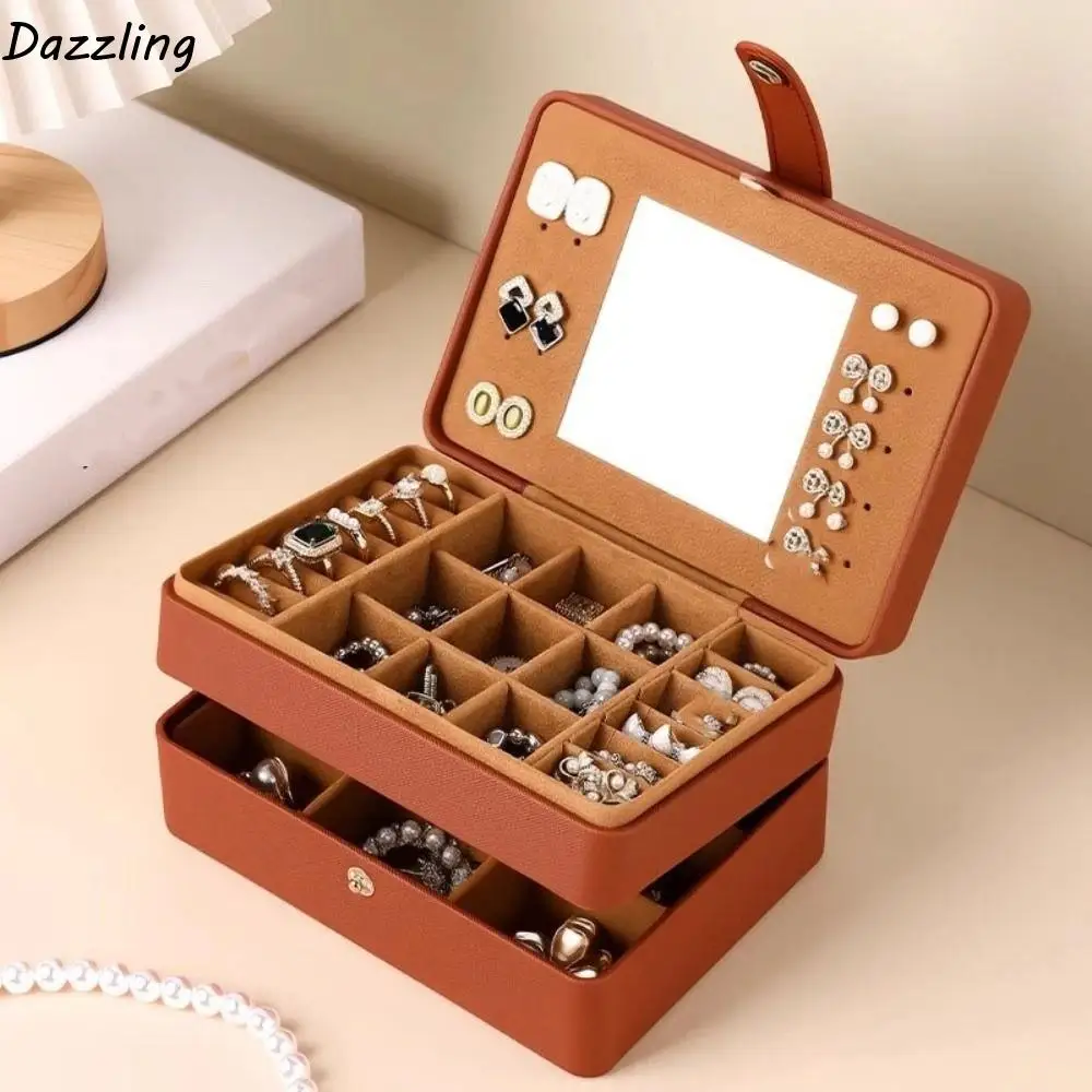 

Портативная сумка для упаковки ювелирных изделий из искусственной кожи, многослойный браслет, серьги, держатель для ювелирных изделий, органайзер, кольца, ожерелье, квадратная шкатулка для драгоценностей, подарок