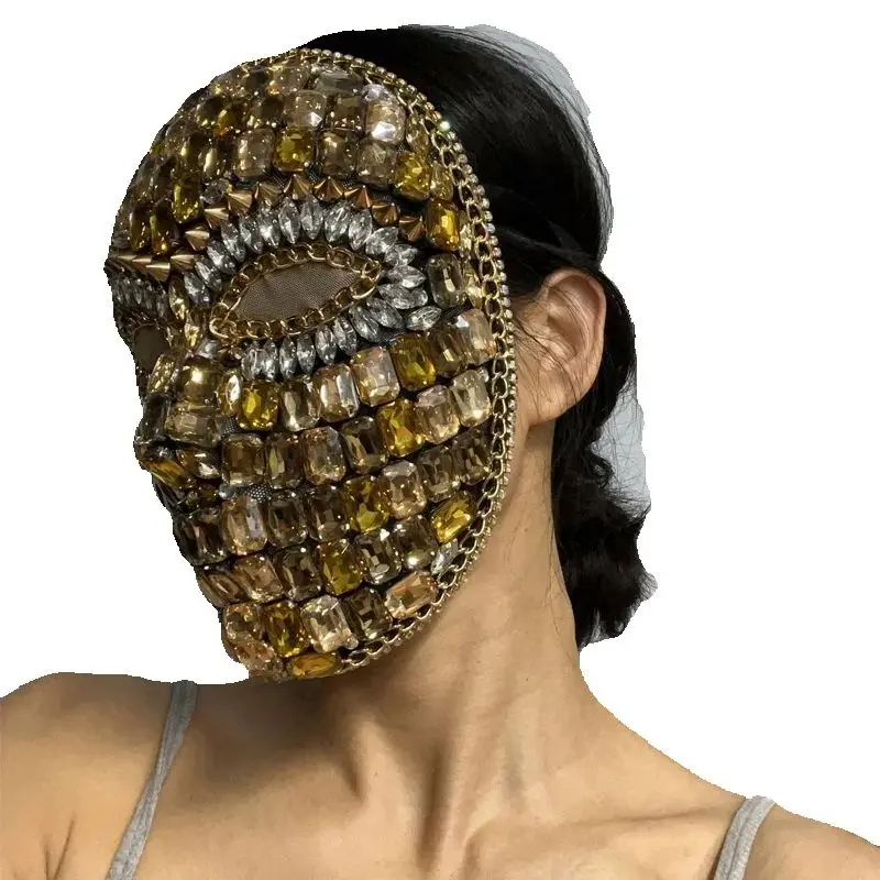 女性ゴーゴーダンス帽子ビッグストーン頭飾りジャズマスクハロウィンナイトクラブポールダンス衣装ステージアクセサリー XS9834