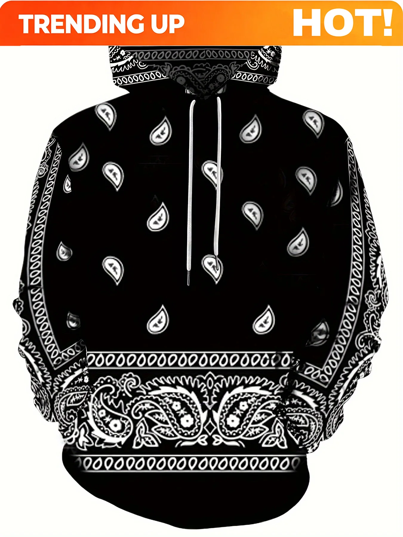 Customization Creative Cashew Pattern Printed Hoodie, Cool Men'S Hoodie, Men'S Casual Graphic Design Hooded Sweatshirt With Kang