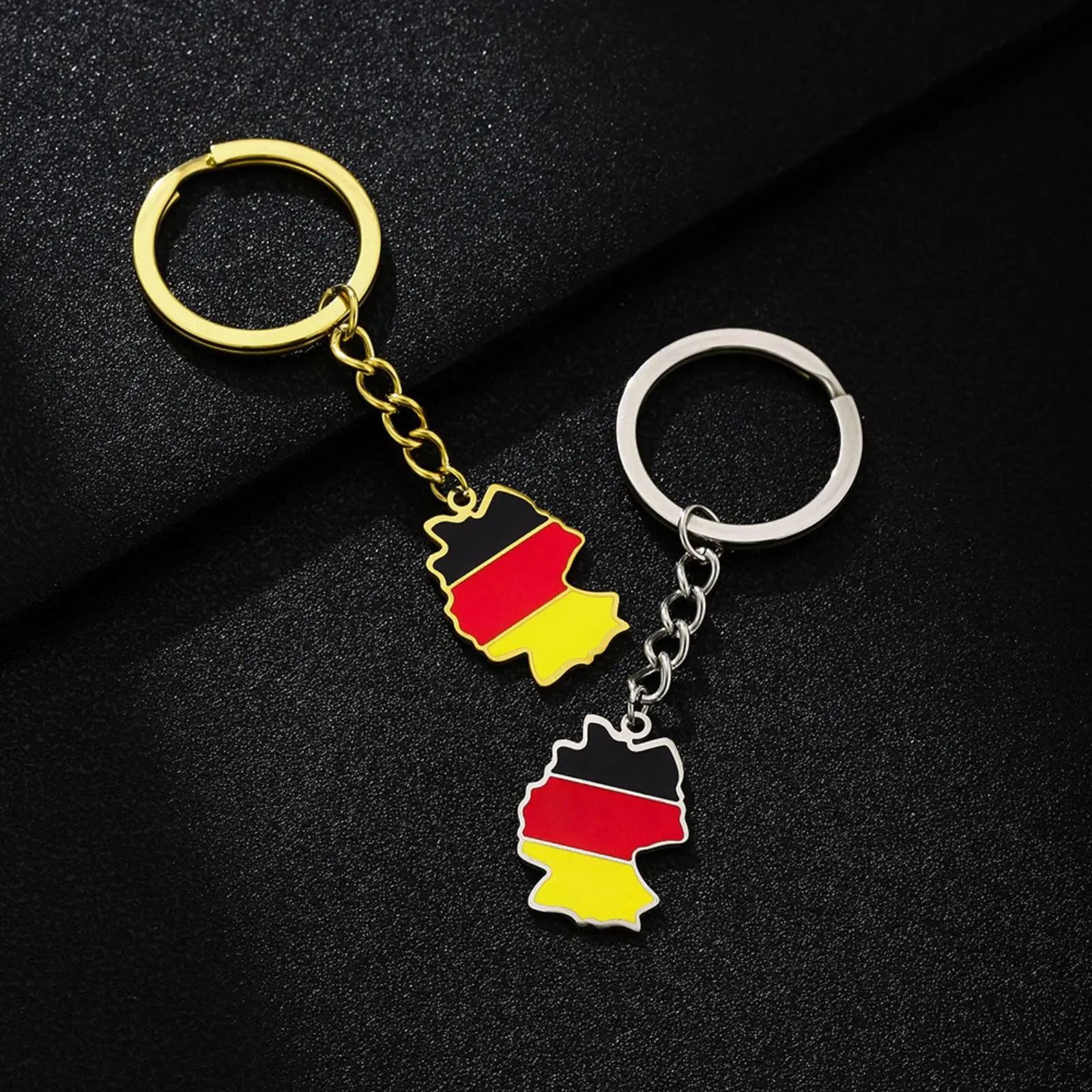 Deutschland-Kartenflaggen-Schlüsselanhänger aus Edelstahl, Metall-Nationalkarten-Anhänger, Schlüsselring, Souvenir-Geschenk für Männer und Frauen – Detail 6