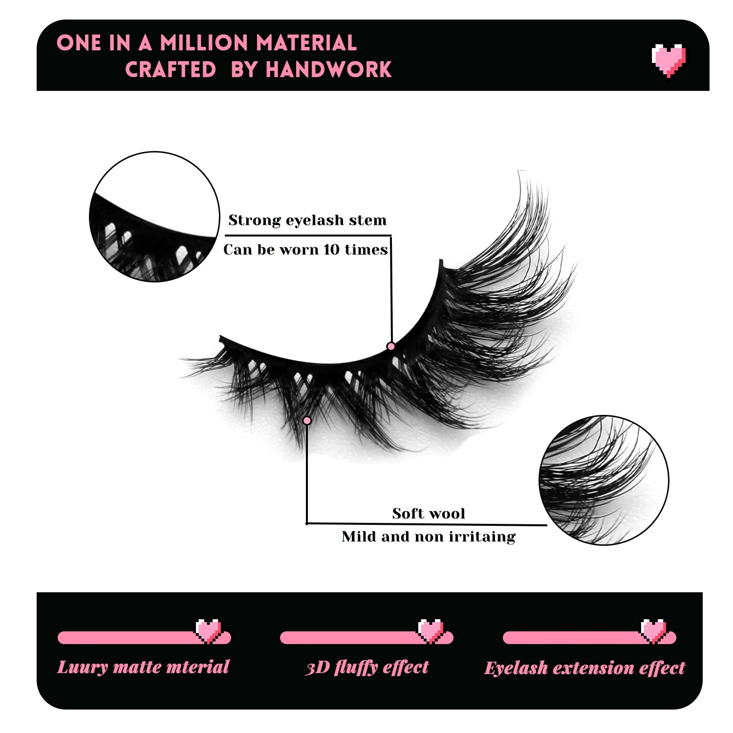 6 pares de pestañas de maquillaje perfectas, estilo ojo de gato esponjoso lujoso y delgado, pestañas de tira de maquillaje natural, rizo en D, juego multipar voluminoso, puede mejorar eficazmente los efectos de los ojos