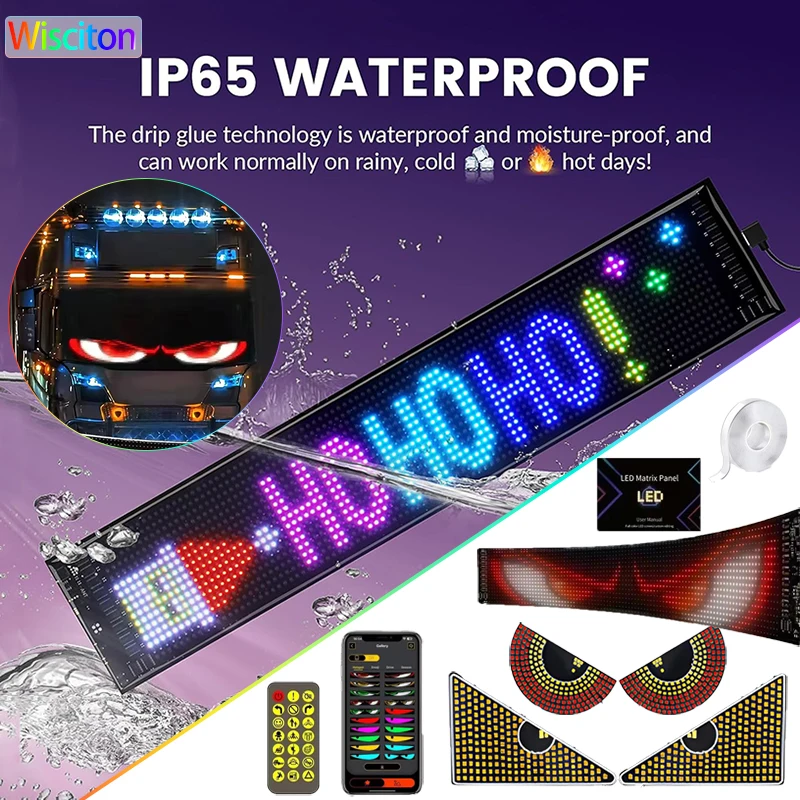

Truck LED Matrix Pixel Panel Display Screen Flexible RGB USB 5V Car Pattern Graffiti Text Projector Animation Shop Reminder Bar