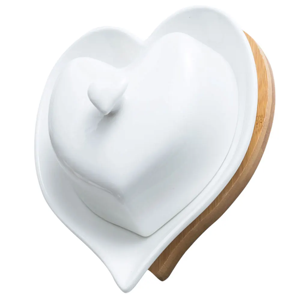 

1pc Heart Shaped Ceramic Butter Dish Long Use Beautiful Appearance Storage Plate Home Tableware Kitchen Bar Utensils