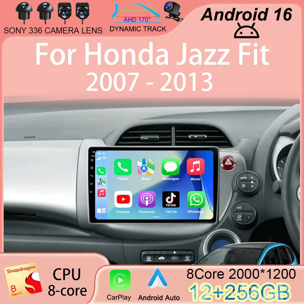 

Android 16 Video Player Car Radio For Honda Jazz Fit 2007-2013 RHD Stereo Multimedia Carplay Auto GPS Navigation 2din Head Unit