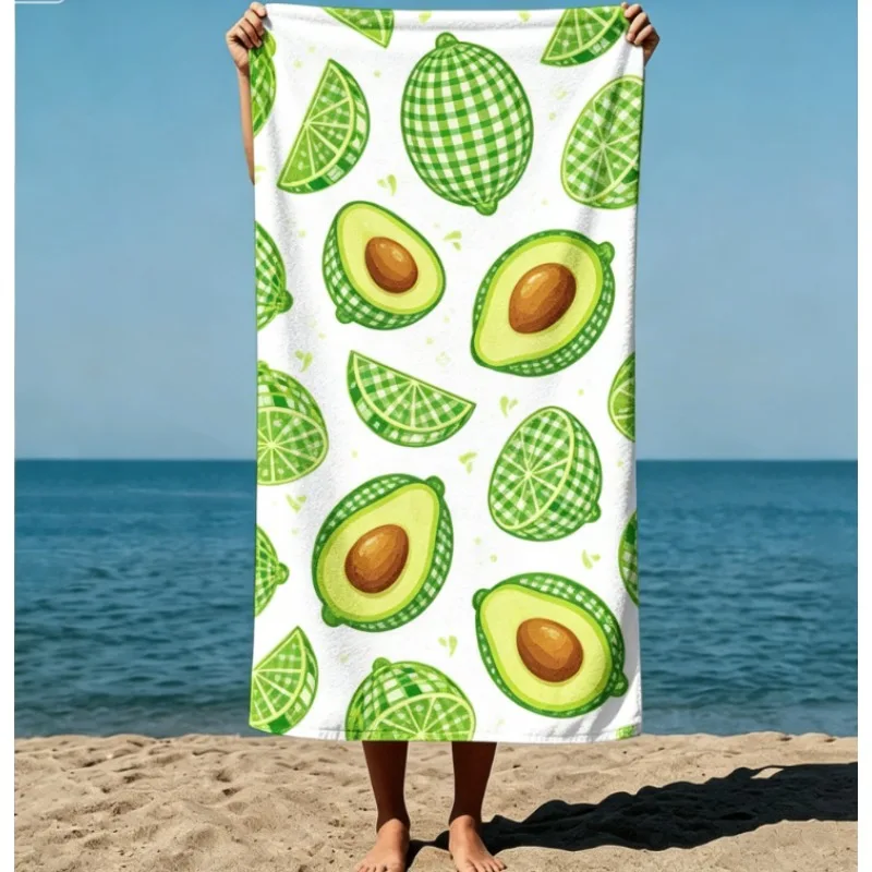 Green Disco Ball Lime Beach Towel, Microfiber Sand Free Quick Dry, Boho Summer Citrus Print, Soft Absorbent for Pool & Vacation