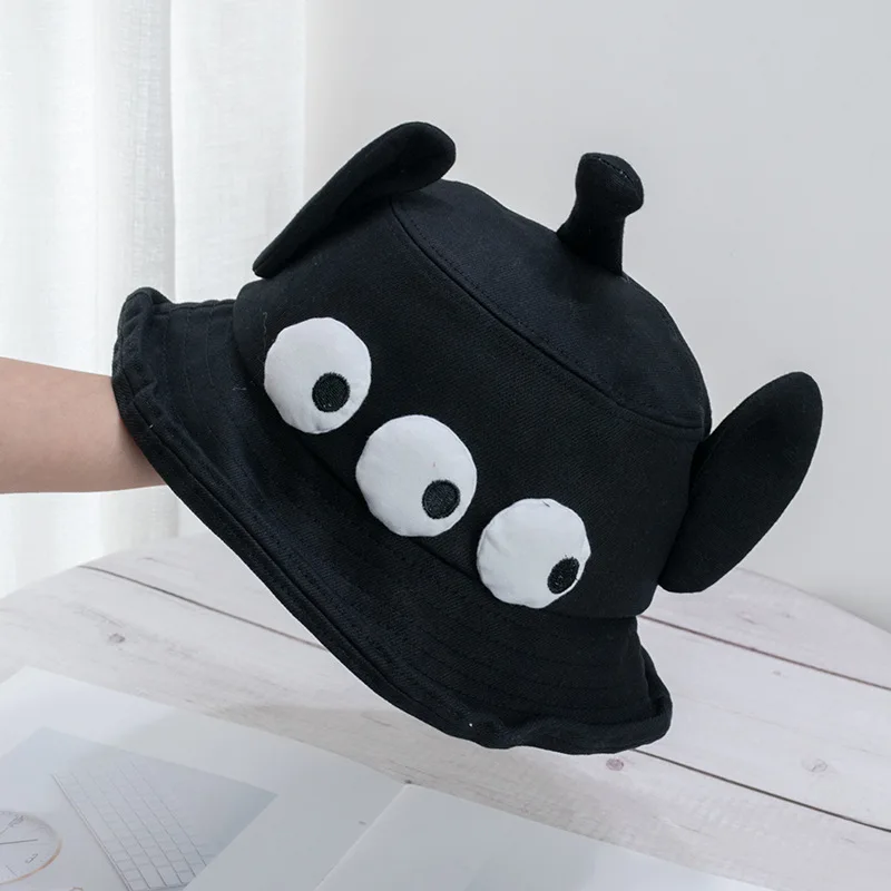 2024 Cartoon Cute Three Eyes Bucket Hats With Summer Foldable Lightweight Sun Hat Fishing Caps For Women Men Teens Adult