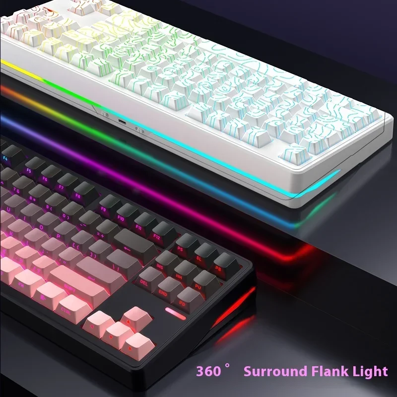 Riccks RS8 V2 لوحة المفاتيح الميكانيكية اللاسلكية بلوتوث 2.4G السلكية 8000mAh RGB Hotswap عدم الاتصال دعم QMK لوحة المفاتيح لعبة الكمبيوتر