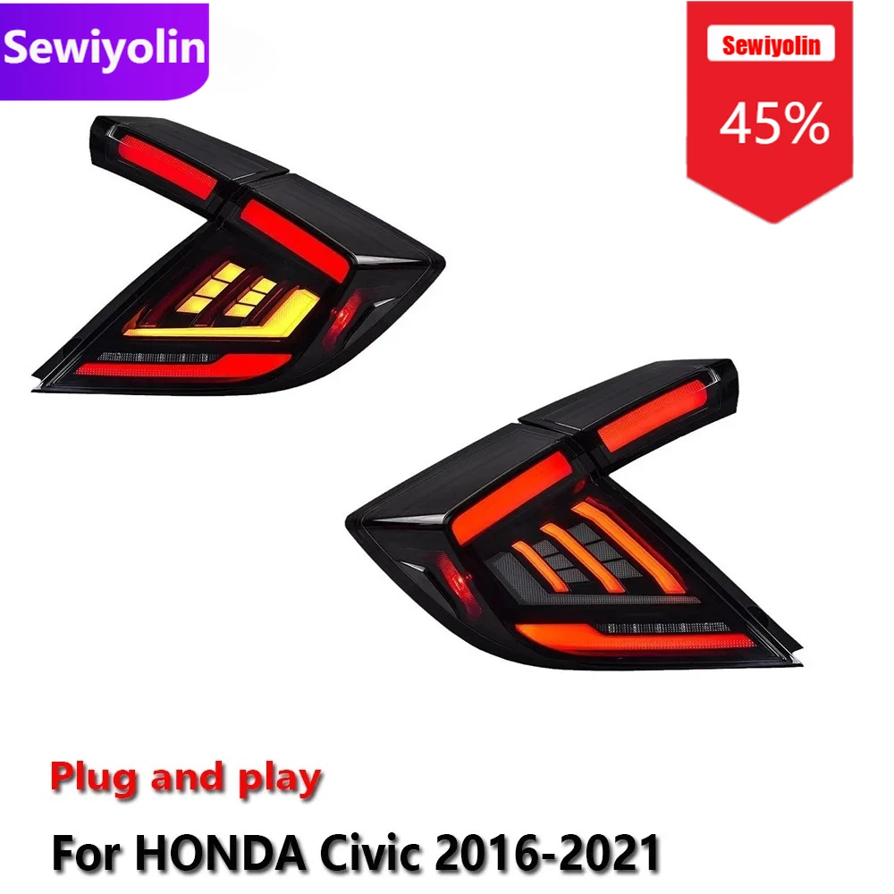 

Автомобильные светодиодные задние фонари DRL в сборе для HONDA Civic 2016-2021, авто противотуманные фары DRL, стоп-сигналы поворота Plug and Play