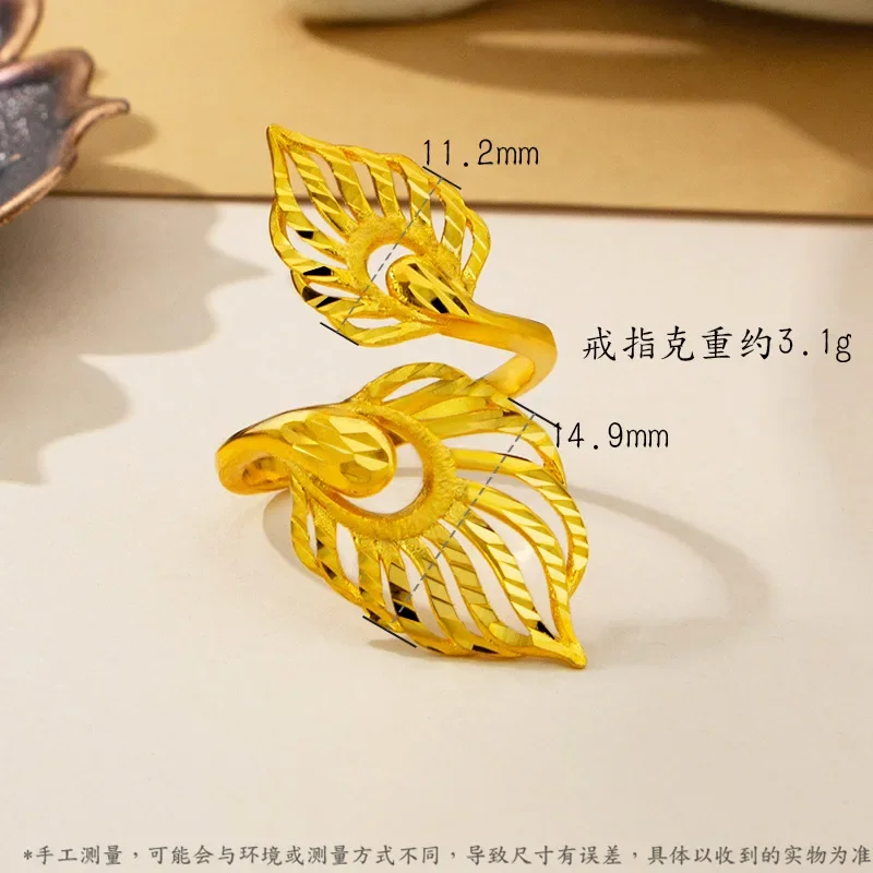 9999 Gold Phoenix Ring - Women's Vintage Court Style Luxury Finger Ring