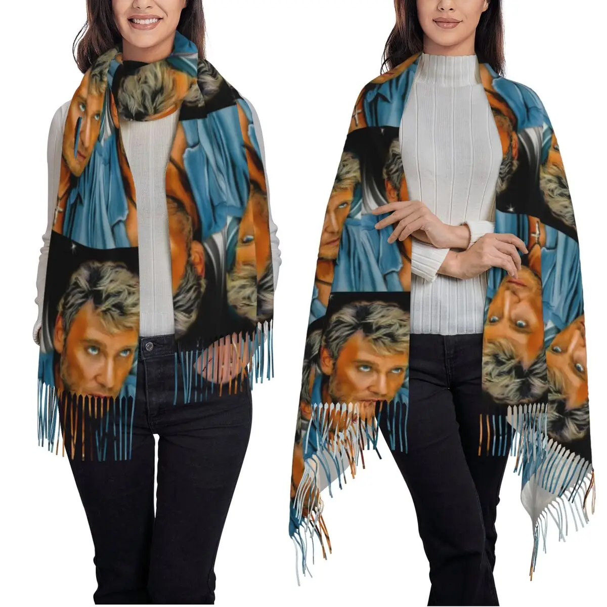 جوني هاليداي وشاح شرابة الأوشحة النساء شالات دافئة ناعمة ويلتف كبير الخريف الشتاء شال التفاف