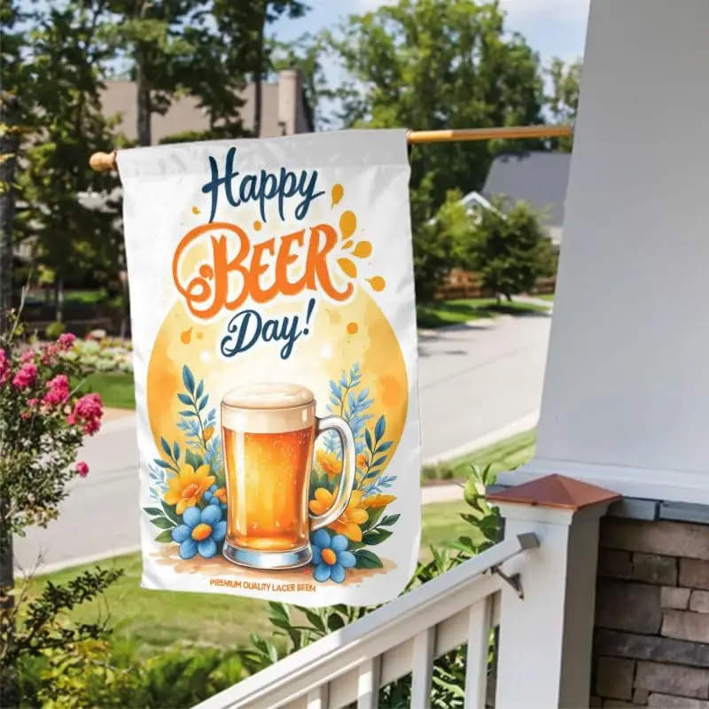 Happy Beer Day Garden Flag Premium Quality Lager Beer Double Sided Polyester Decorative Yard Flag for Outdoor Party Decor 12 hhz
