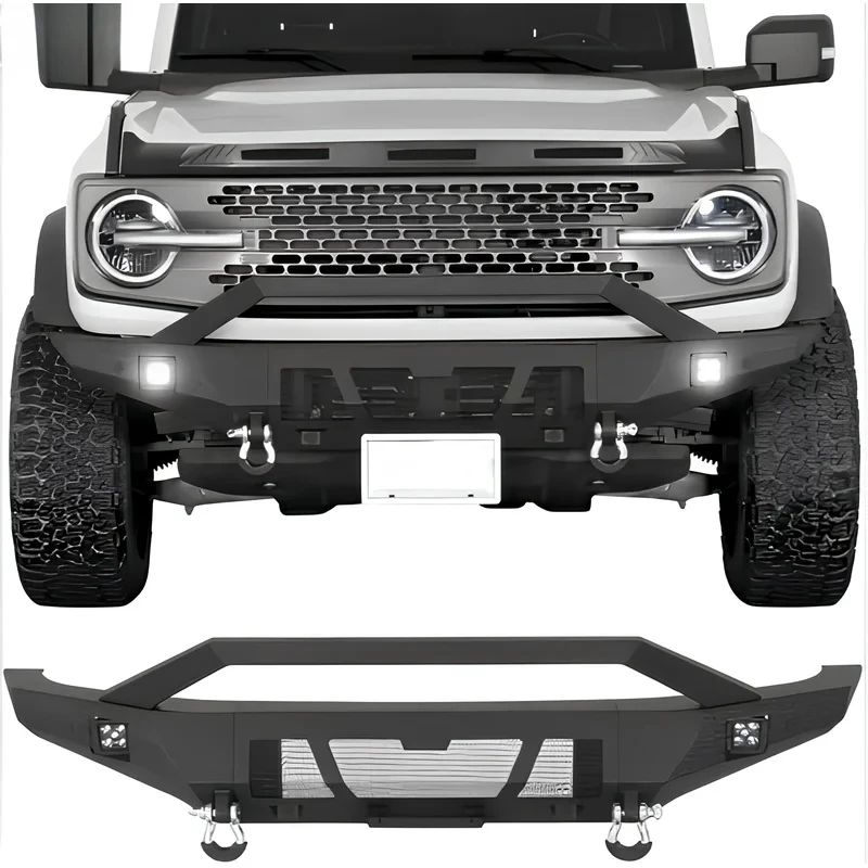 High Quality Heavy Duty Steel Front Bumper Assembly Bull Bar Winch Plate D-Rings Exterior Parts