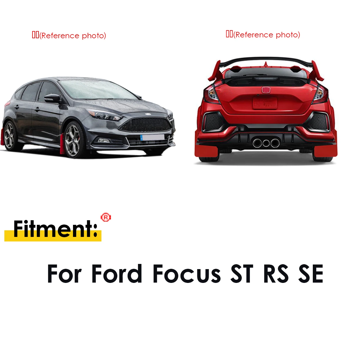 For Ford Focus ST RS SE Titanium LT XR5 Mk MK2 MK3 MK4 2 3 4 ST225 ST250 Red Mud Flaps Mudflaps Splash Guards Mudguards