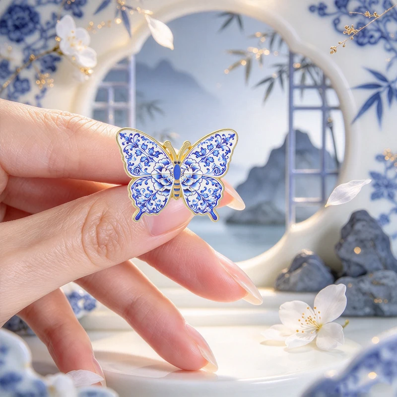 Vintage Art Painting Butterfly Badge Floral Starry Sky Skull Pattern Enamel Pins Fashion Lapel Brooches Backpack Cloth Jewelry