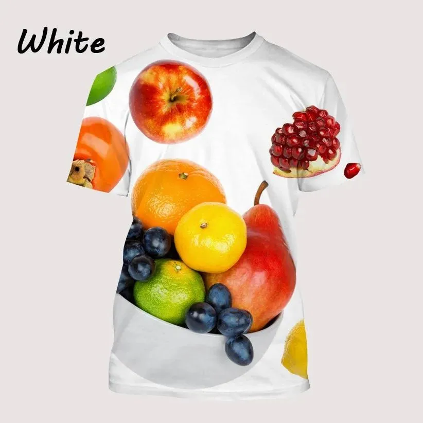 Men Fresh Fruit Water Splash Print Short Sleeve Crew Neck Casual Summer T Shirt Multiple Styles