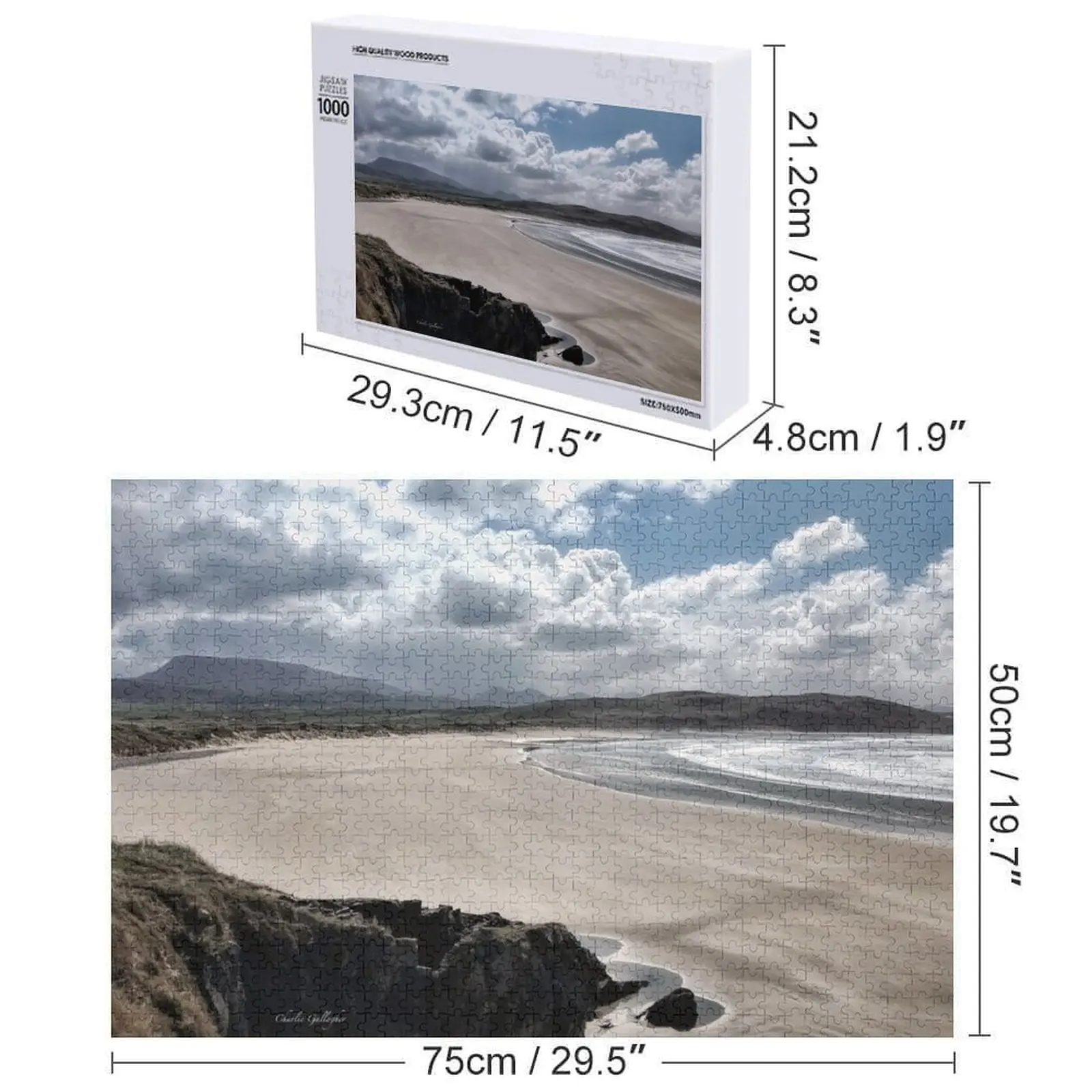 Tramore playa, Dunfanaghy, Co. Donegal con la gama de montaña de los siete hermanas en el fondo Rompecabezas