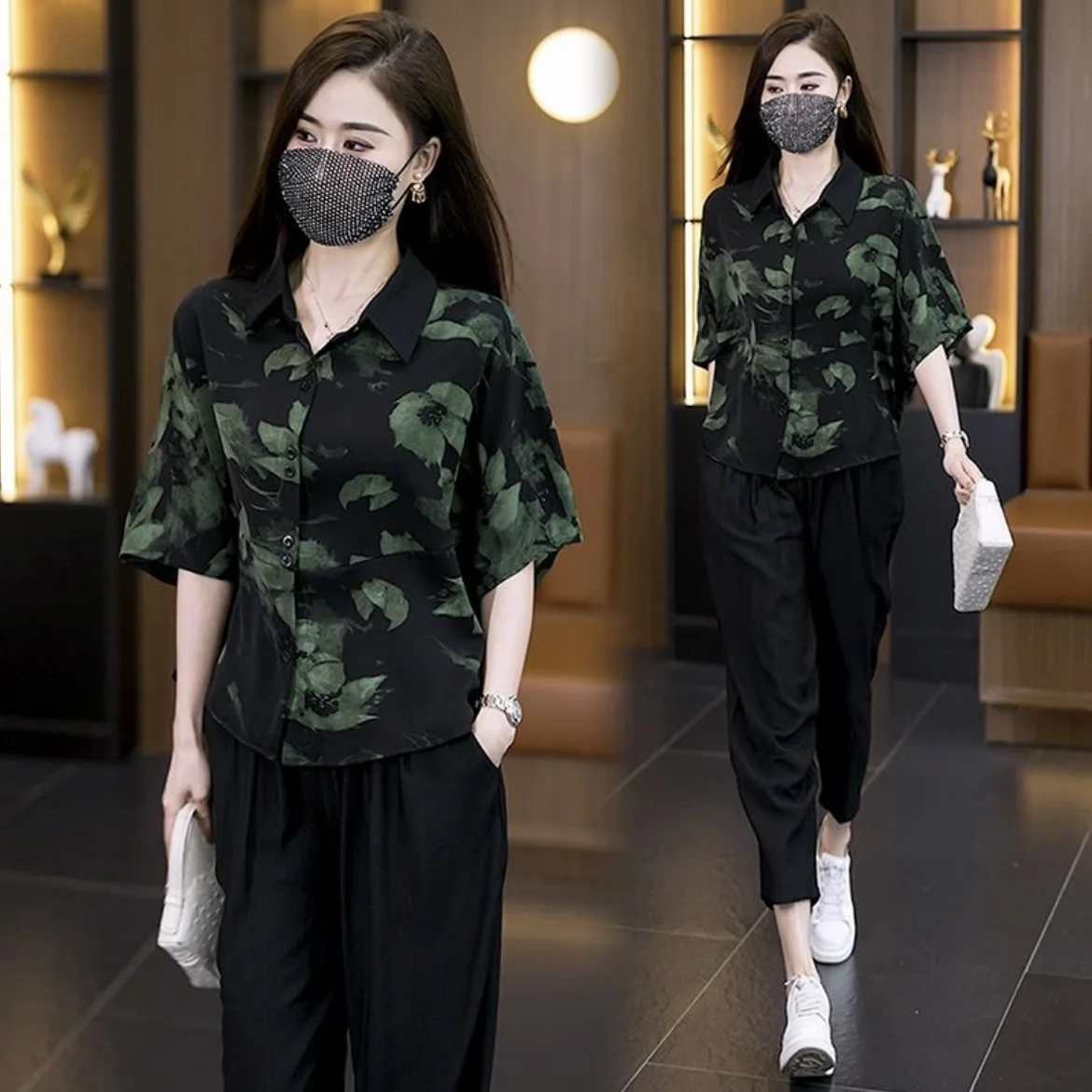 قمصان نسائية قصيرة الأكمام مشروط مقصوصة ملابس الشارع الخارجية Harajuku قميص عصري فني للشباب ذو مظهر حضري