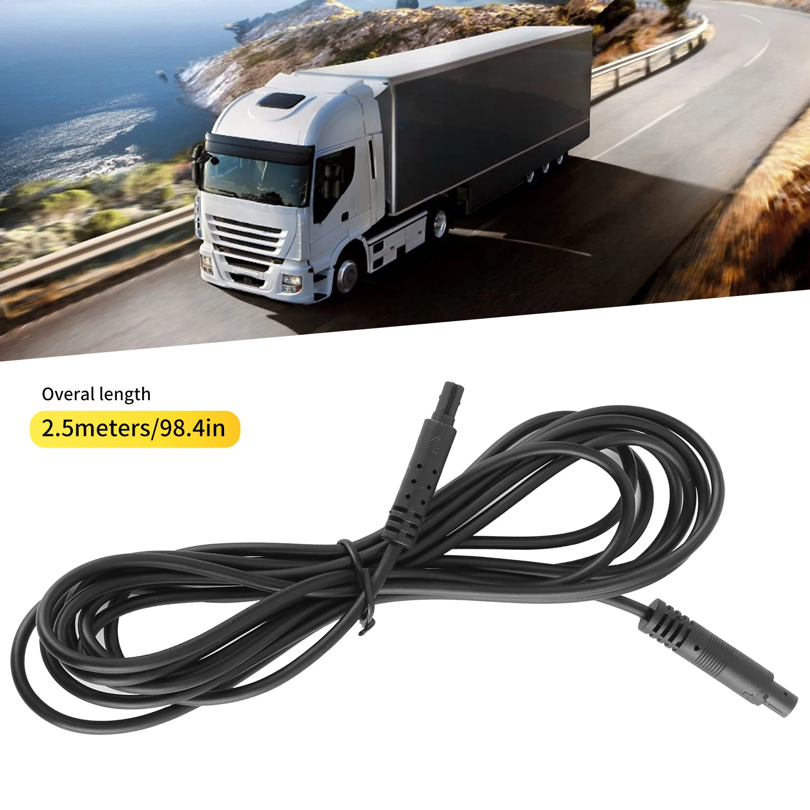 2.5M 4 Pin Car Dash Cam Extension Cable Rear View Backup Camera Extension Wire for 12V 24V Truck Trailer Camper RV