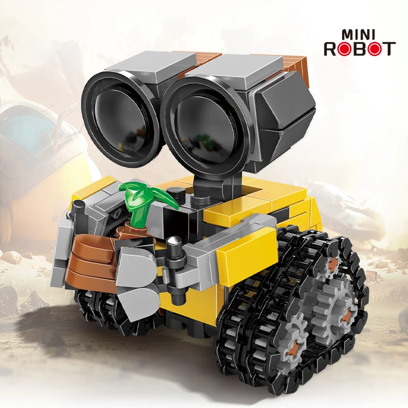 Brinquedos de Blocos de Montar MOC Robô Espacial Mini, 217 Peças, Modelo de Robô com Esteiras, Blocos de Filmes Clássicos de Ficção Científica, Presentes para Crianças e Adultos