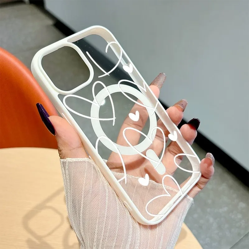 Coque de téléphone antichoc PC+TPU pour iPhone 17 16 15 14 13 12 11 Pro XS Max X XR Plus Air Mini 16E 17E, transparente, magnétique, compatible MagSafe