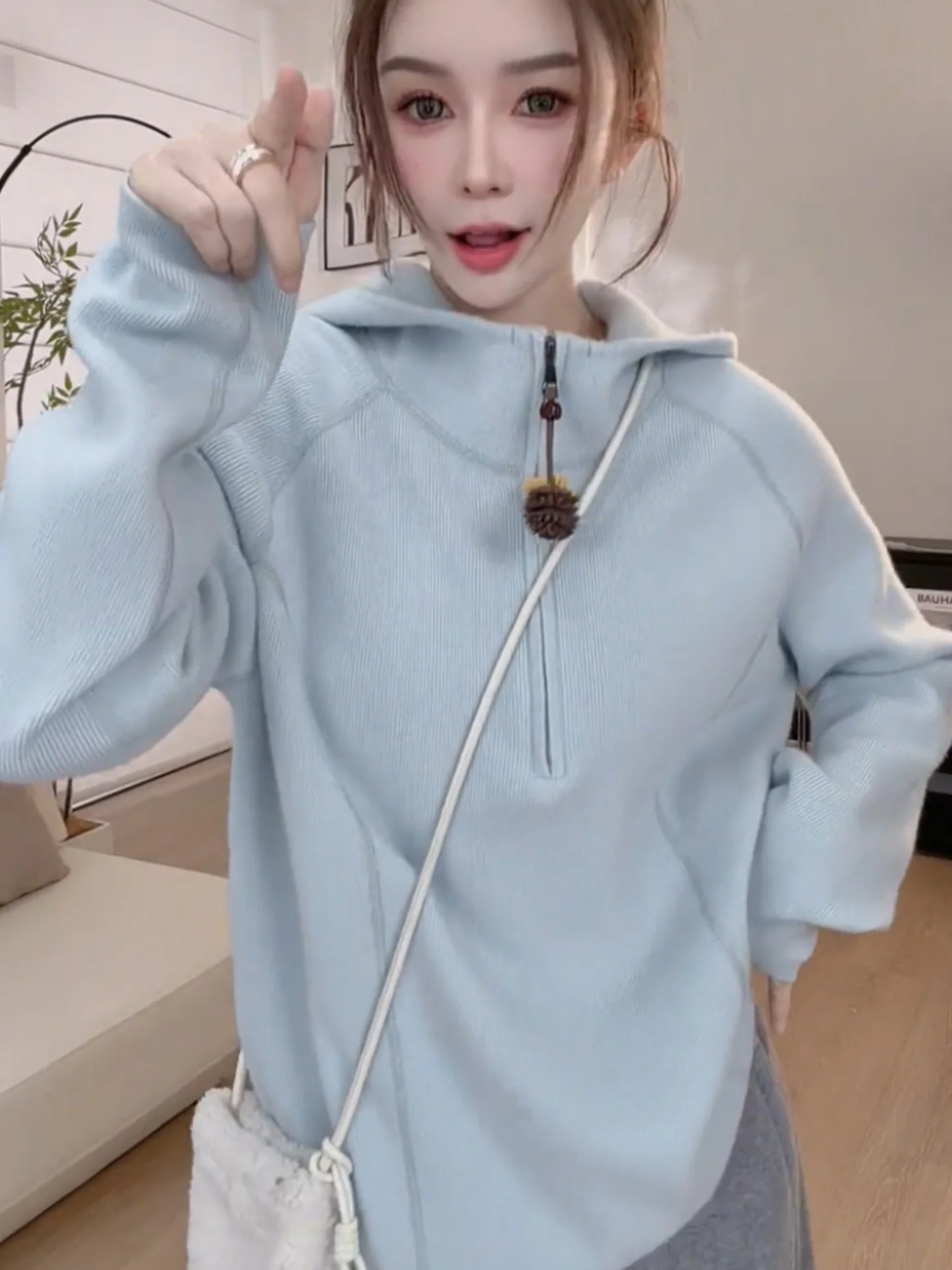 Laid-ba Hooded Knitwear Thi Long Sve  Color Winter Casual Anti-aging Loose Sweater Korean Sle Commute Faion