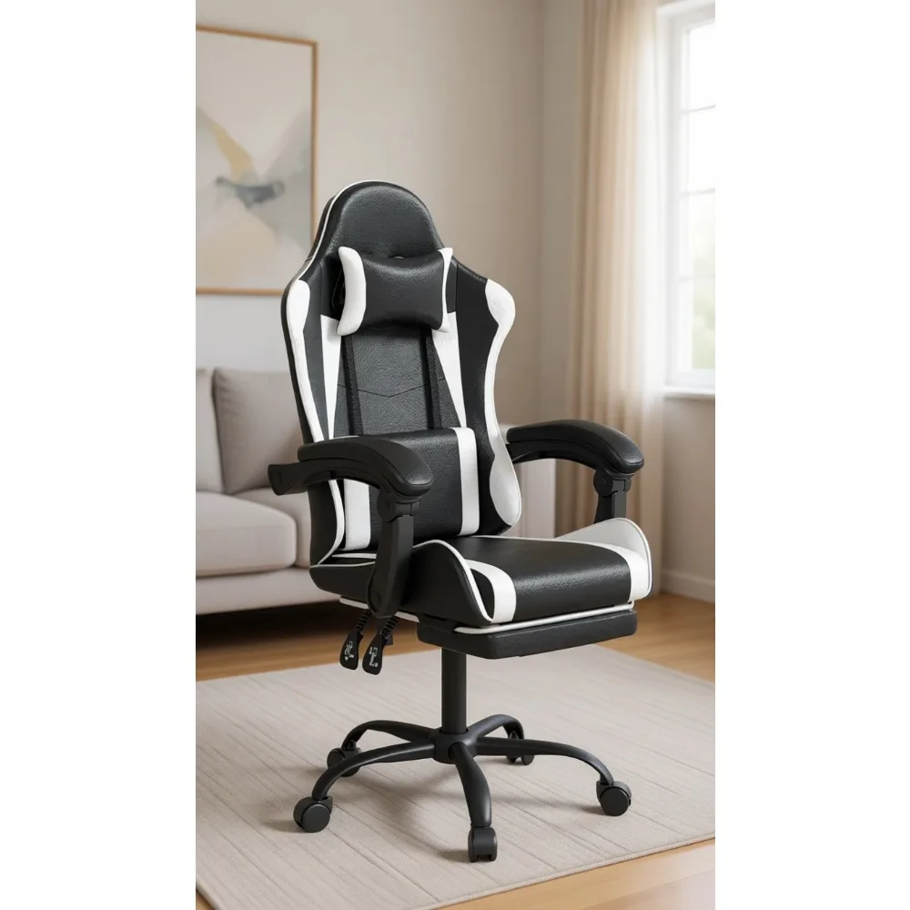 Ergonomic High Back Swivel Chair with Headrest and Lumbar Support, White