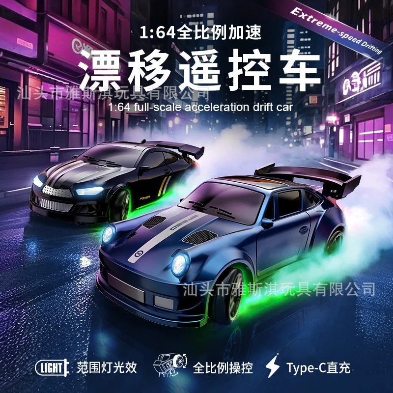 1:64 Mini Drift Auto 2.4g Sterke Vierwielaandrijving Power Micro Afstandsbediening Auto Cool Body Lights Simulatie speelgoed Model Jongen Geschenken