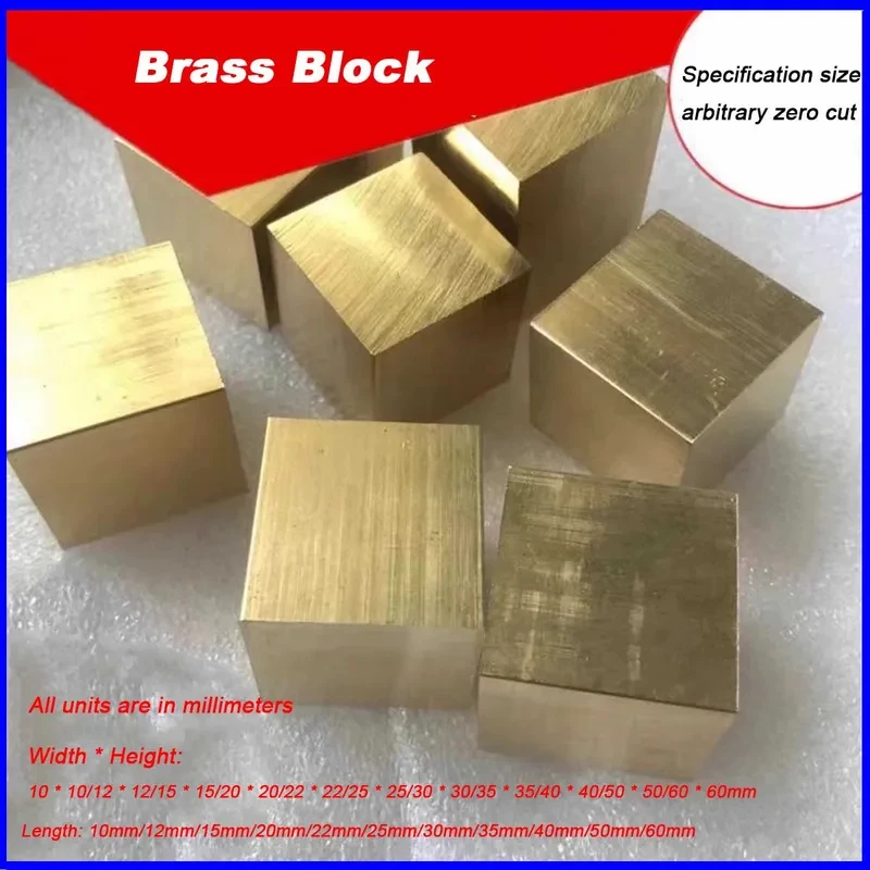 H59 Solid Brass Square Block Copper Cube Bar 10mm 12mm 15mm 20mm 22mm 25mm 30mm