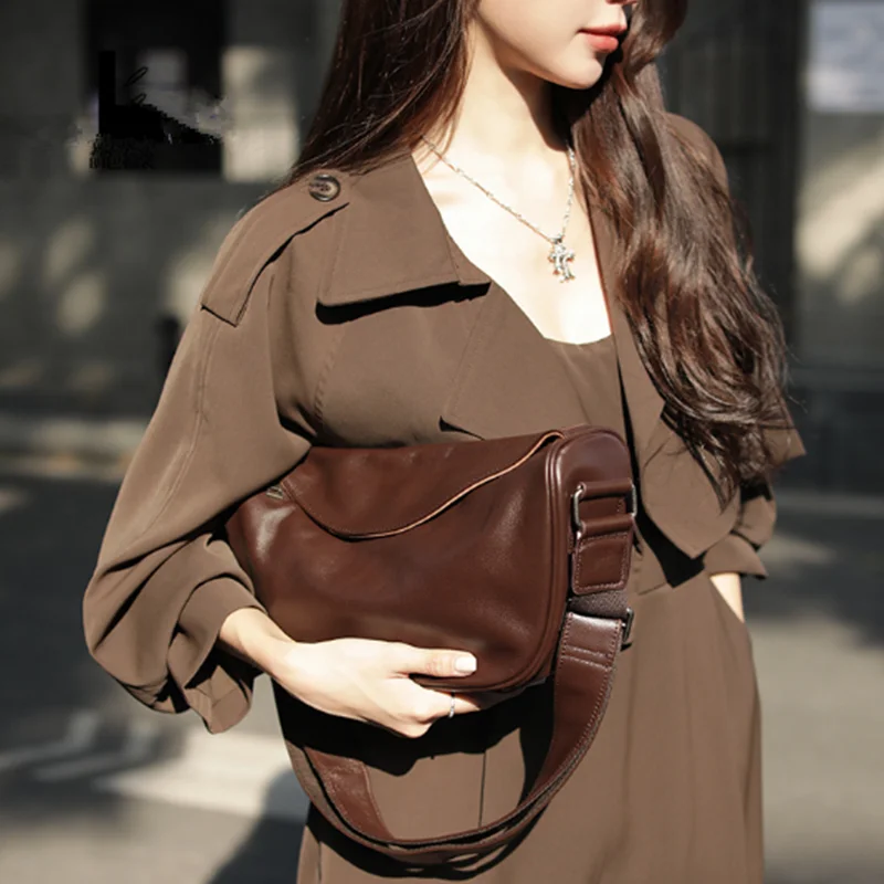 

Модная женская трендовая сумка на плечо из натуральной кожи, роскошная брендовая сумка через плечо высокого качества из коровьей кожи, женская сумка-бродяга с широким ремешком