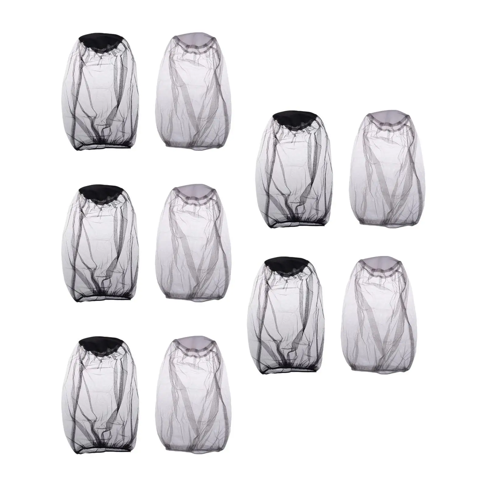 10x Fly Head Net Fine Mesh Removable Lightweight Fly Face Cover Netting for Travel, Backpacking, Men Women Camping, Outdoor,