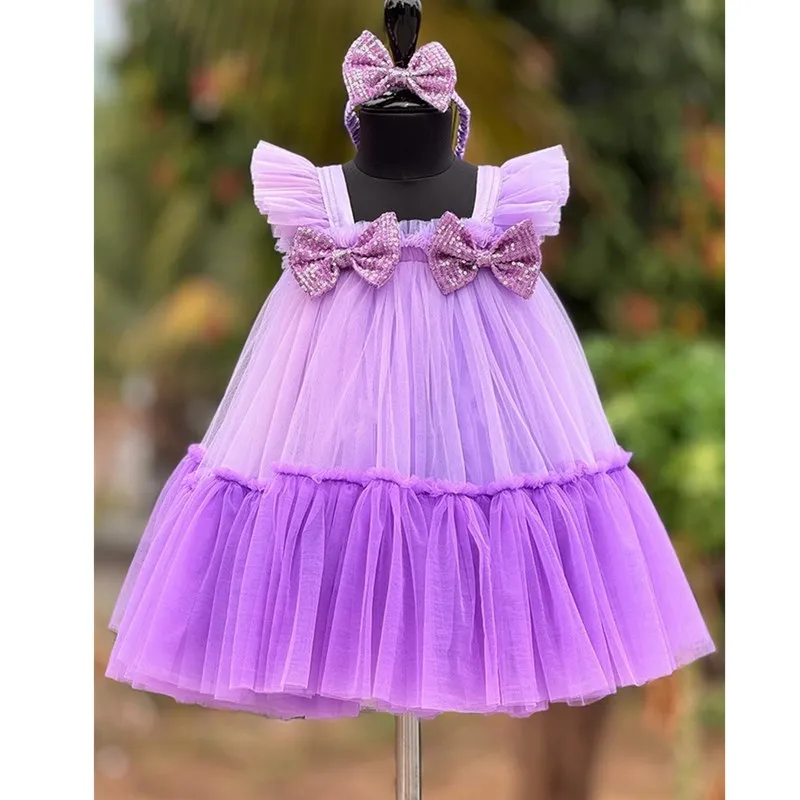 

Luxury Big bow girl dress fluffy grand event dress baby girl birthday party princess dress childrens formal occasion dress