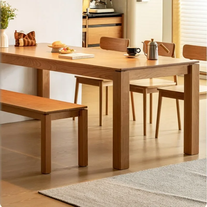 

Modern furniture solid wood dining table, household all solid wood large board long table Nordic cherry wood desk small a