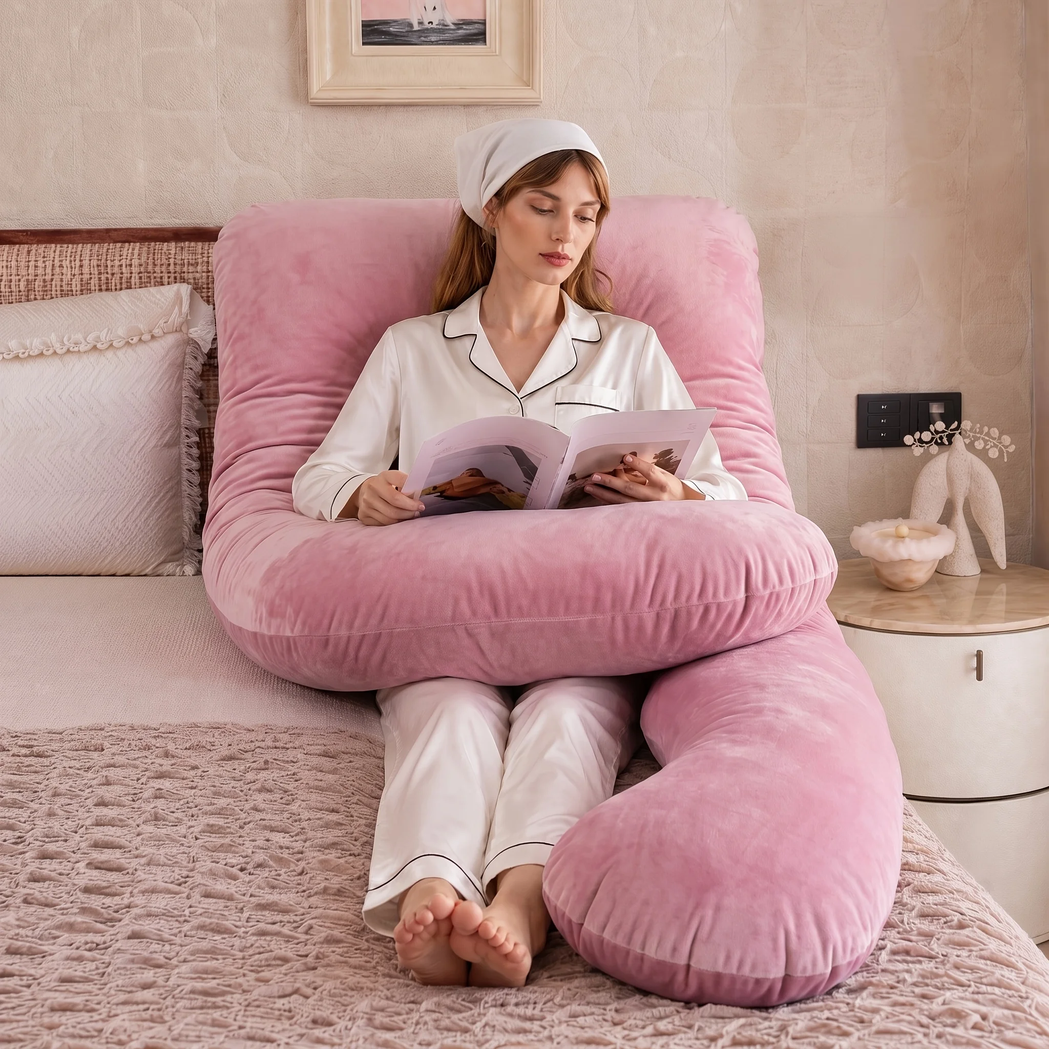 55-Inch U-Shaped Memory Foam Full-Body Pregnancy Pillow – For Sleep and Prenatal Support; Features a Removable, Washable Cover;