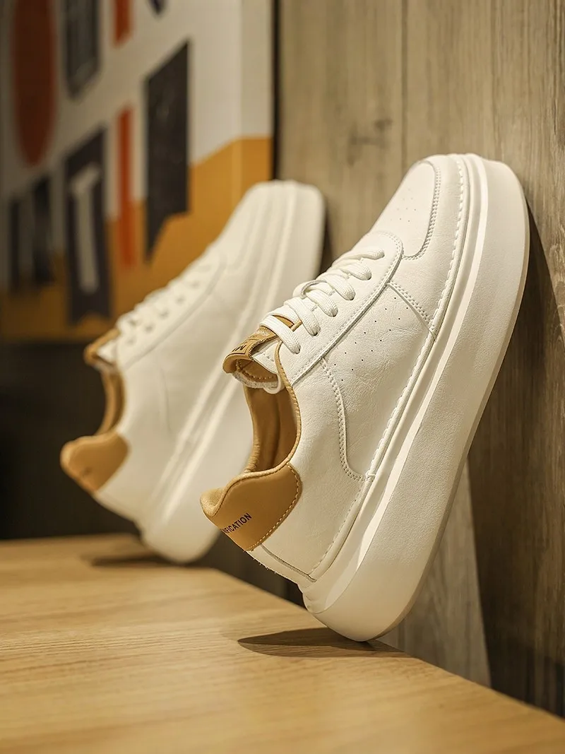 

Men's Casual Running Shoes 2026 New Style Versatile Thick Bottom Sports Trendy White Flat Shoes Soft Bottom Daily Leisure
