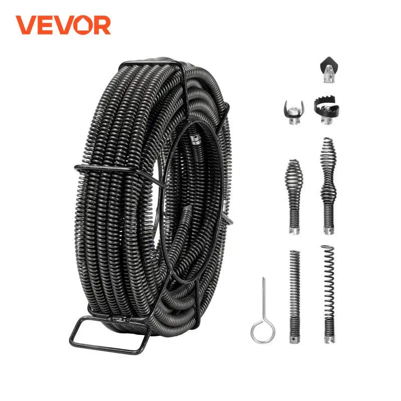 VEVOR Drain Cleaning Cable Professional Sectional Drain Cleaner Cable Hollow Core Sewer Drain Auger Cable for Sink Floor Drain