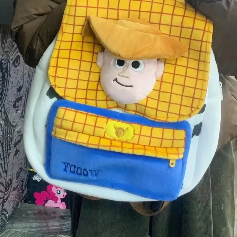 Disney Toystory Anime Woody bambini zaino scuola borsa confortevole carino grande capacità peluche Denim Plaid zaino borsa da viaggio