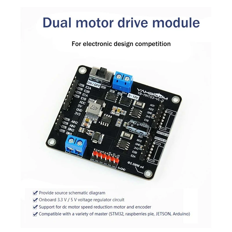 1Set T8236 DC Motor Drive Module Black Driver Module Robot Car Electronic Design Competition Dedicated Module With Power Cable