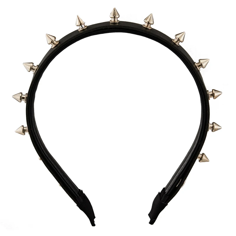 Punk Rivet Leather Headband Gilrs Harajuku Hair Hoop Gothic Lolita Retro Red Black Spikes Hairband Cosplay Hair Accessories