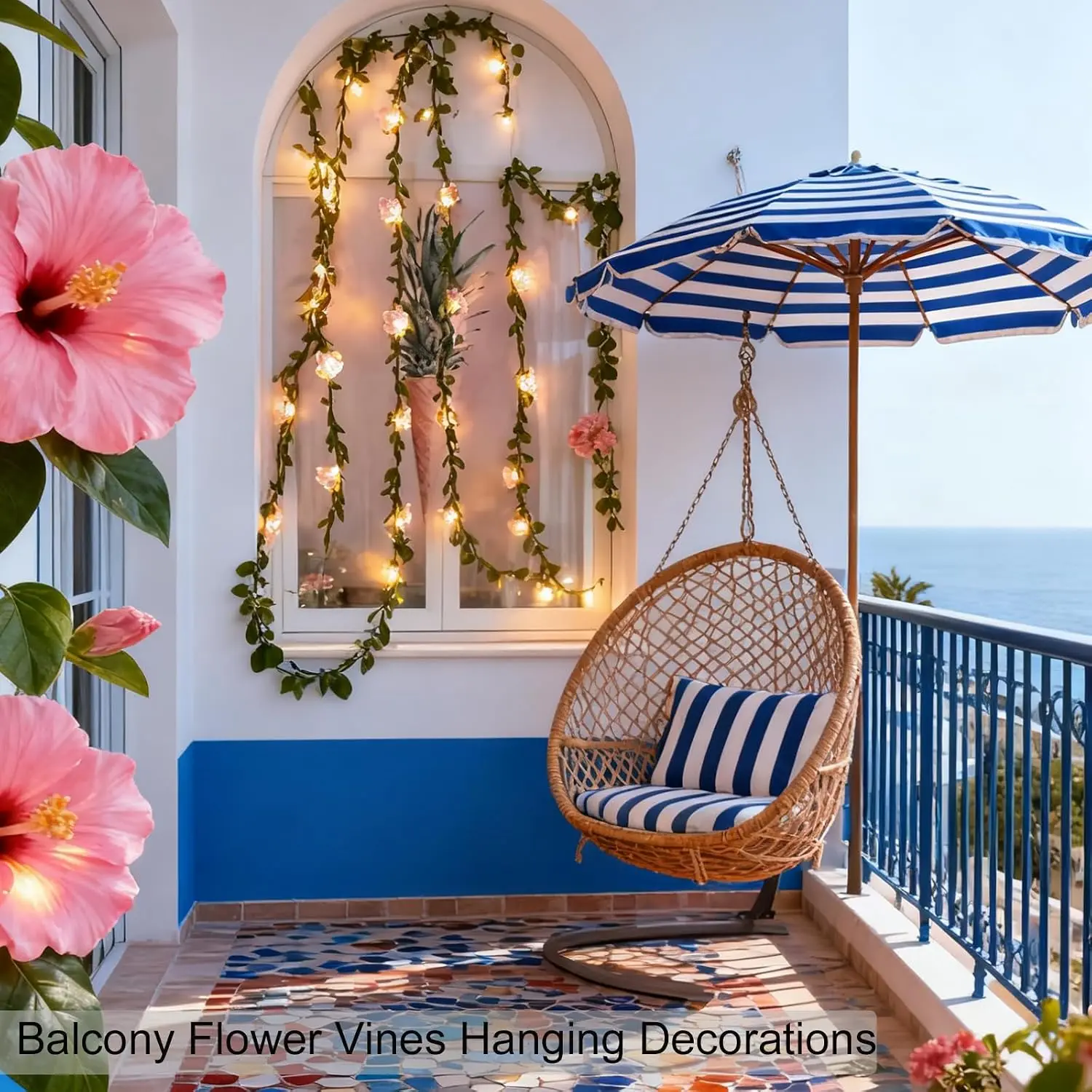 Artificial Green Leaf Vine Fairy Light Christmas Lemon Sakura Garland Hanging Lamp for Patio Wedding Garden Yard Decor 5m 50Leds - view 6