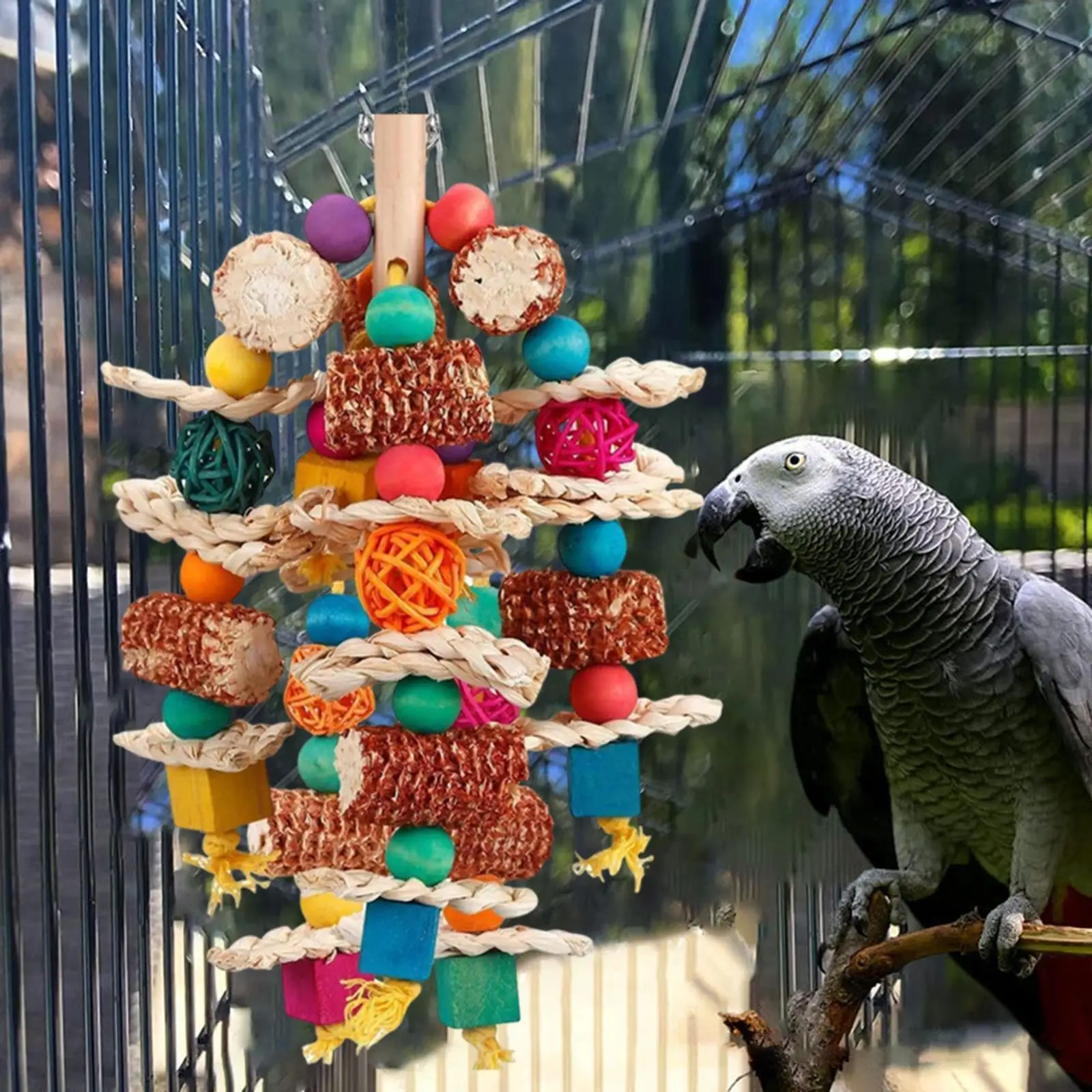 Parrot Chewing Toy,Pet Supplies Creative Exercising Multi Color Bird Toy Bird Cage Accessories for Porch Household Conures