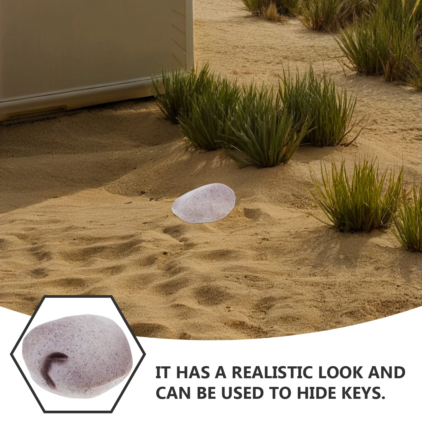 صندوق مفاتيح مخفي مصنوع بدقة من حجر الراتنج للاستخدام الداخلي والخارجي لحديقة ديكور المنزل والصخور المزيفة #5