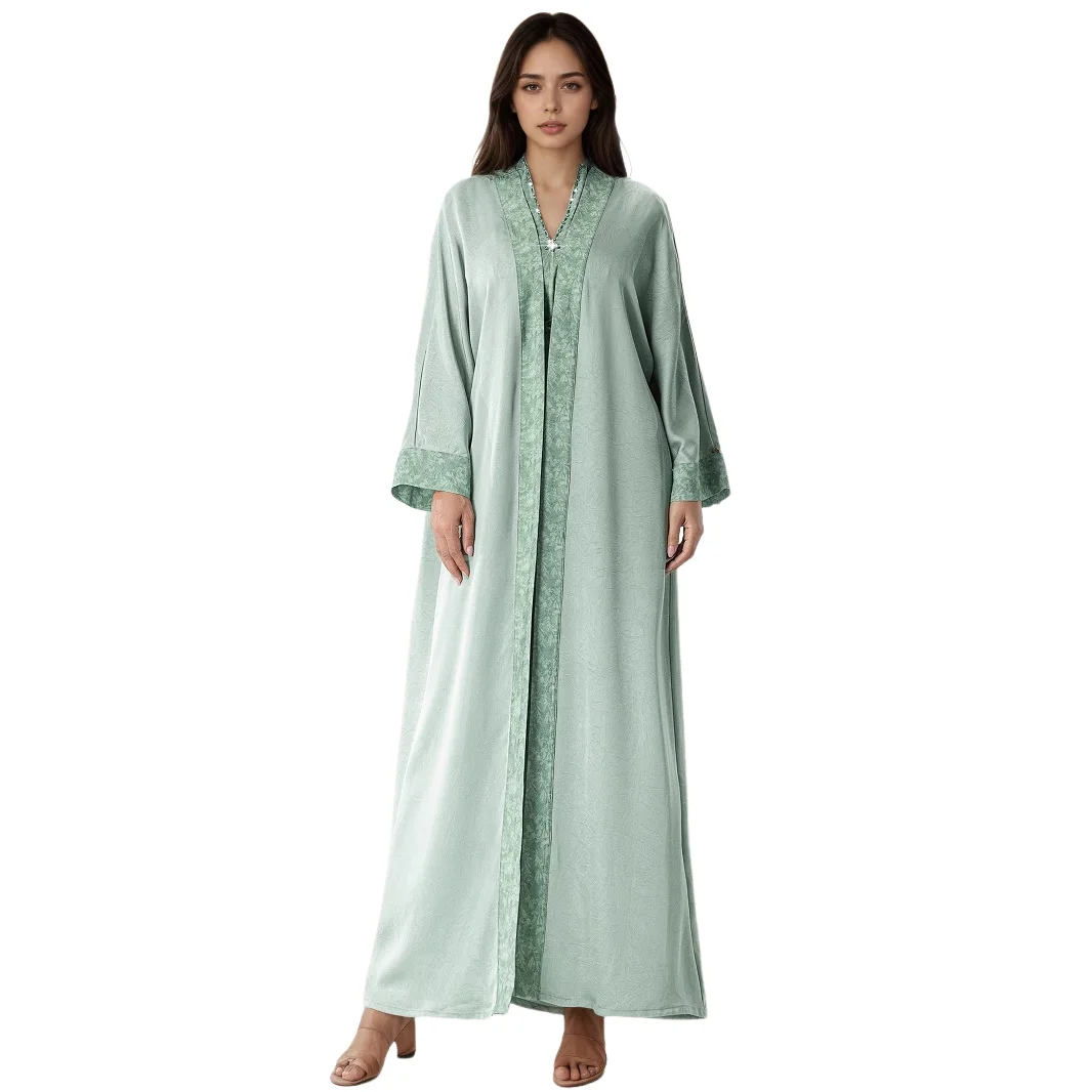 

Ид Кимоно Кардиган Длинное Платье Мусульманские Комплекты Из 2 Частей Женщины Дубай Абая Турция Кафтан Ислам Джалабия Сабая Кафтан Марокаин Femme